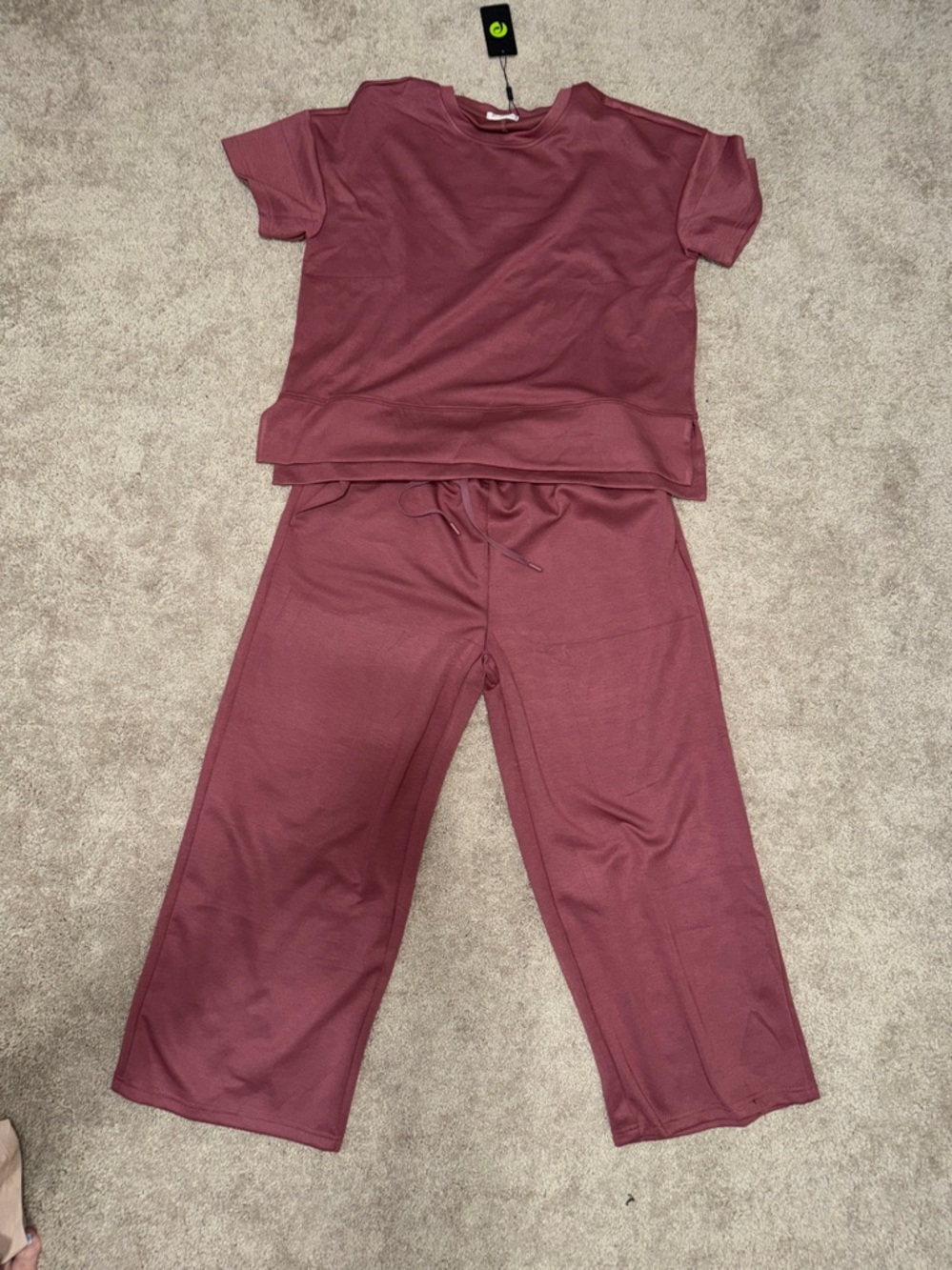 NWT PINSPARK Beige Short Sleeve Top and Pants Set